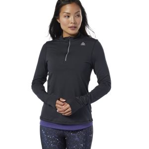 Bluza Damskie Reebok One Series Running Thermowarm Quarter Zip Czarne PL 78AKFXO